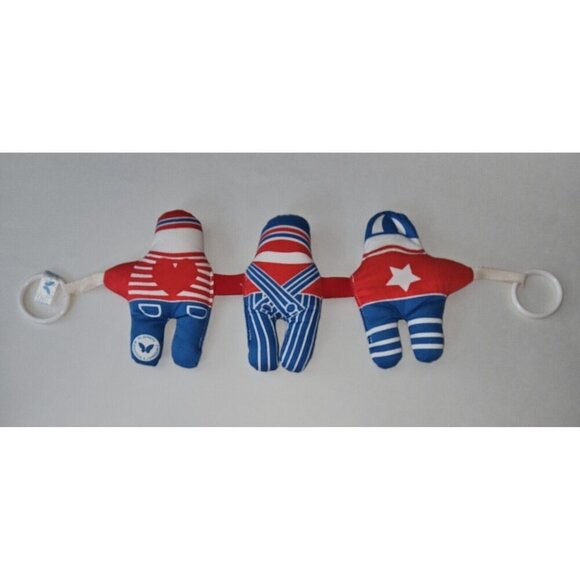 VTG 1977 Johnson & Johnson Playpath Plush Rattle Crinkle Squeaker Rings Baby Toy - Picture 5 of 14